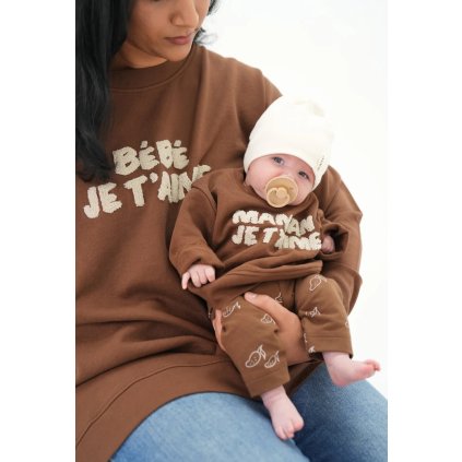 Guapoo, Dámska bouclé mikina BÉBÉ JE T'AIME, Messy Brassy (6)