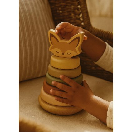 Mrs.Ertha Drevené navliekacie krúžky Líška, Messy Brassy (7)