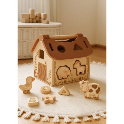 Mrs.Ertha Drevená vkladačka domček so zvieratkami, Messy Brassy (19)