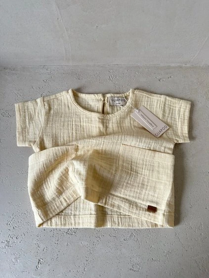 Guapoo, Detský mušelínový top Soft Yellow, Messy Brassy (2)