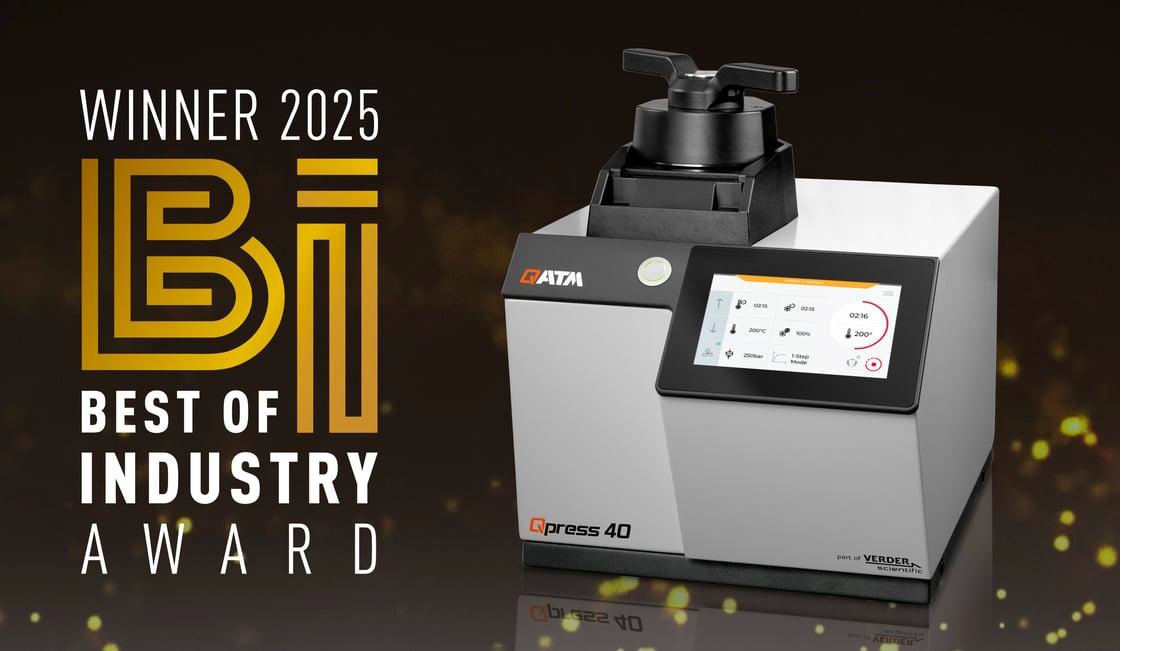 Nový nejrychlejší metalografický lis Qpress 40  dostal ocenění "Best of Industry Award"