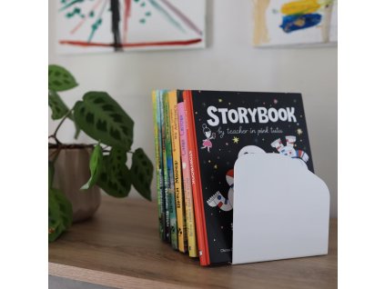 Zarážka na knihy ASYM bílá1