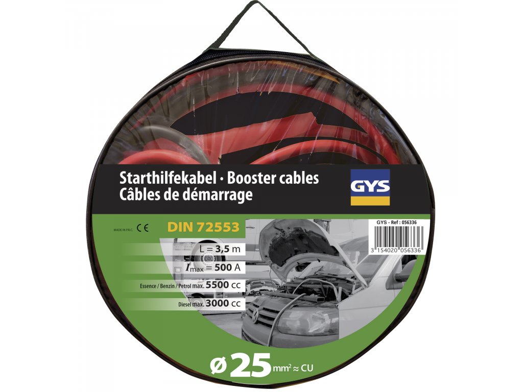 Startovací kabely GYS 500A 25mm2 - izolované svorky