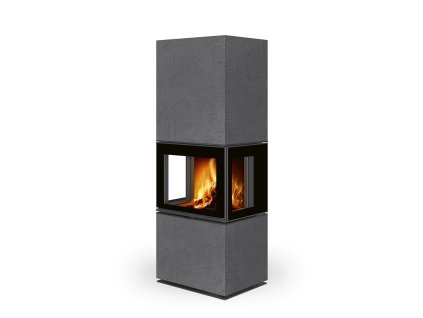 Designové krby - LERA - LERA C GH (Varianta LERXDHC 61 - Thermaline grey 61 - Dělené sklo)