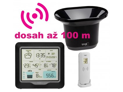 TFA 35.1160.01 - Bezdrátová meteostanice se srážkoměrem RAIN PRO | dosah až 100 m | černá