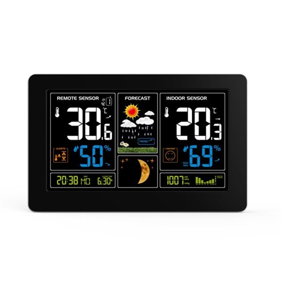 Meteostanica Solight TE81BK, čierna, extra veľký LCD