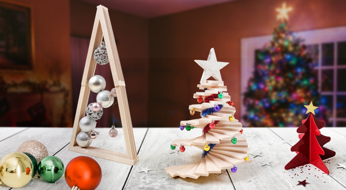 Vánoční dekorace z lamelek - malý a velký stromeček - návod na výrobu