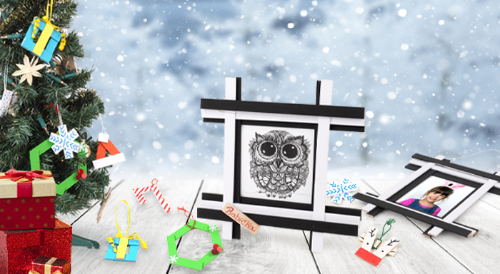 Veselé a barevné vánoční ozdoby na stromeček + rámeček jako vánoční dáreček