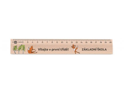 Dřevěné pravítko 20 cm s potiskem Vítejte v 1. třídě