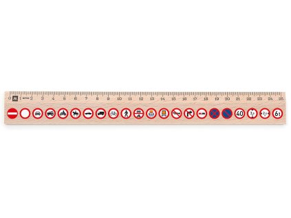 Dřevěné pravítko 25 cm s potiskem Dopravní značky zákazové