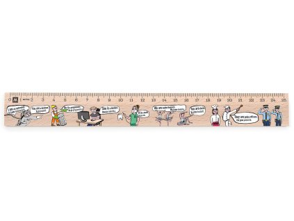 Dřevěné pravítko 25 cm s potiskem Zájmena AJ