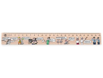 Dřevěné pravítko 25 cm s potiskem Německá zájmena