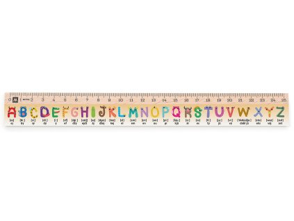 Dřevěné pravítko 25 cm s potiskem Alphabet