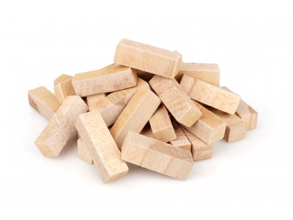 Dřevěné špalíky na uzení vyrobené z bukového dřeva o vlhkosti do 12%. Výrobce - Metrie Loštice