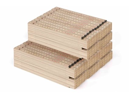 Metrie™, 50 ks, 2m, skládací metr typ Block 52, Přírodní lak, Ocelové spoje