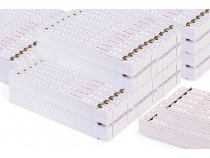 Metrie™, 100 ks, 2m, skládací metr typ Block 52, Bílý, Ocelové spoje