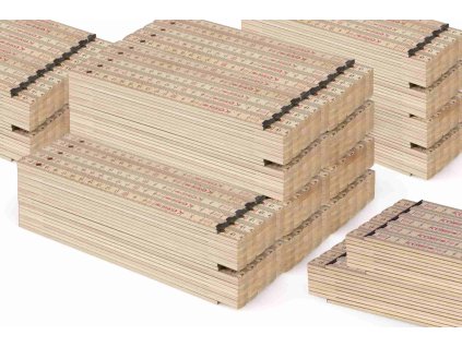 Metrie™, 100 ks, 2m, skládací metr typ Block 72, Přírodní lak, Polyamidové spoje