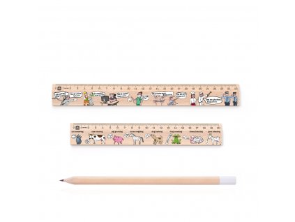 Školní sada: pravítko 25 cm Angličtina, pravítko 20 cm Zvířata, grafitová tužka 240 mm