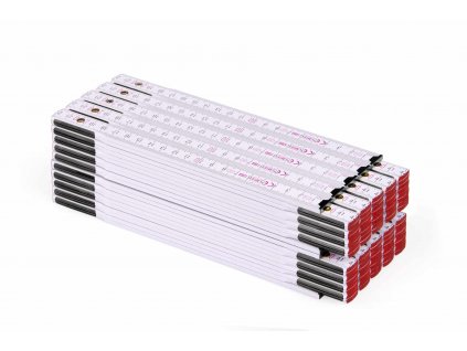 Metrie™, 10 ks, 2m, skládací metr typ Perfekt 10, Bílý, černé kování