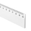 Pravítko Scholar-20SC, dřevěné 20 cm, bílé – detail konce stupnice s černým tiskem .