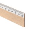 Pravítko Scholar-WSM20, dřevěné 20 cm, s černobílou stupnicí – detail konce stupnice s černým tiskem na bílém podkladu.
