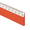 Pravítko Scholar-W20NO, dřevěné 20 cm, oranžové – detail konce stupnice s černým tiskem na bílém podkladu.