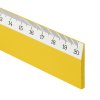 Pravítko Scholar-W20GE, dřevěné 20 cm, žluté – detail konce stupnice s černým tiskem na bílém podkladu.