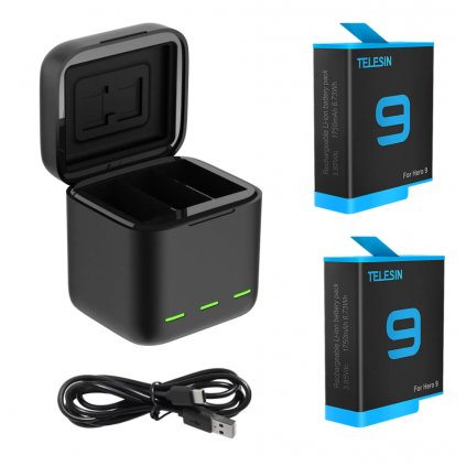 Telesin 3-slot charger box pro GoPro Hero 9 / Hero 10 + 2 batteries (GP-BNC-901)