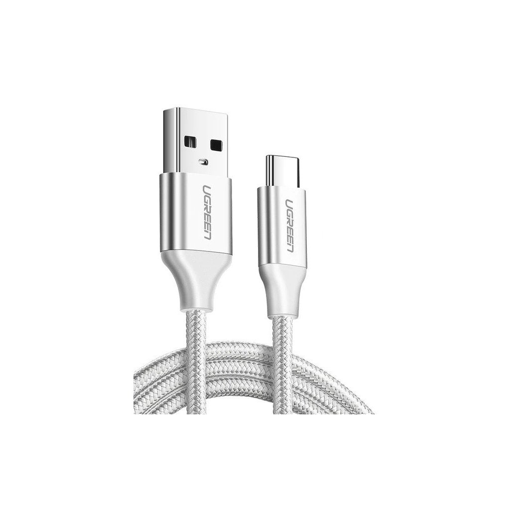 Poniklovaný USB-C kábel QC3.0 UGREEN 2m (biely)