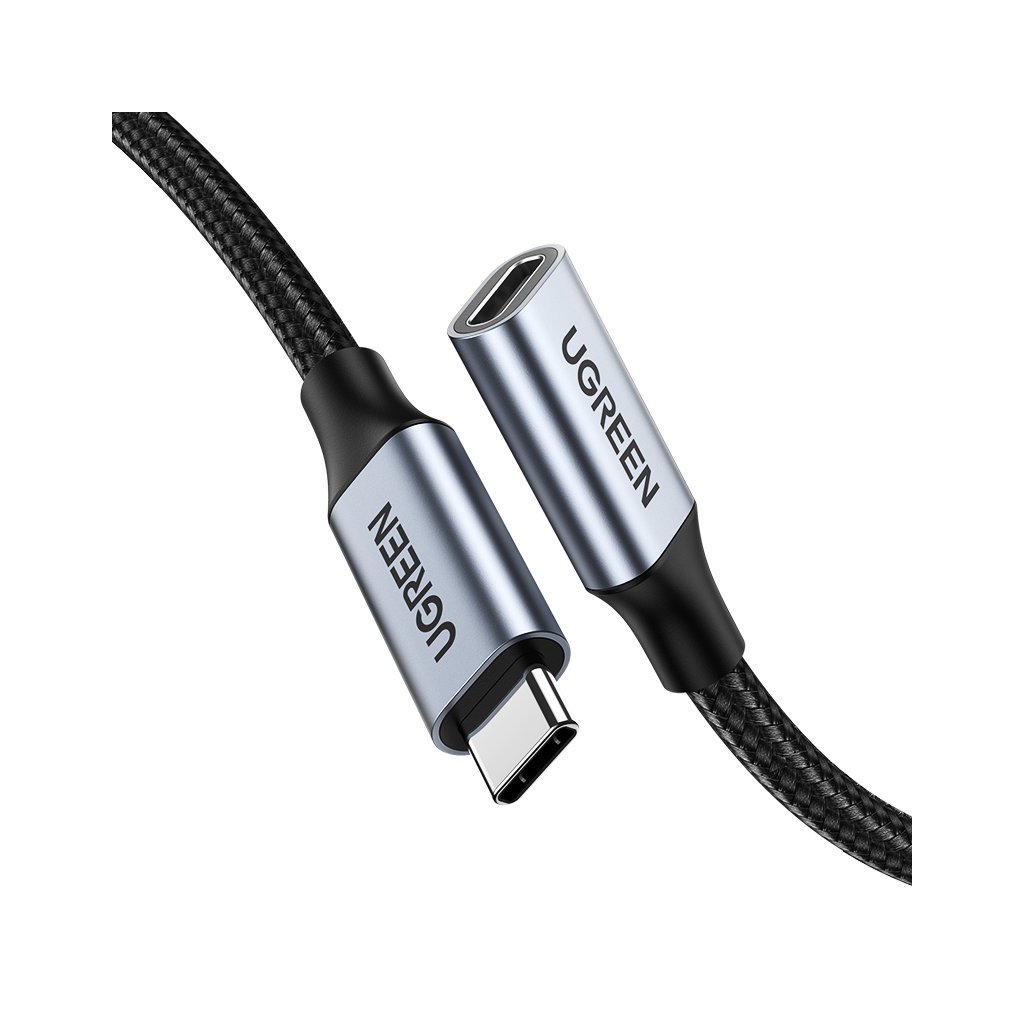 UGREEN US372 USB Type C 3.1 Gen2 Male to Female Cable Nickel Plating 1m (čierna)
