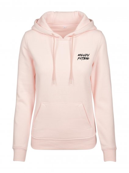 MF 0018 Dámská mikina MILUJU FOTBAL logo růžová