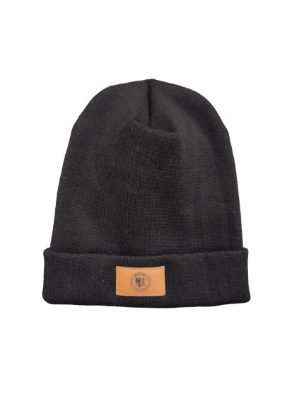 Zimní čepice s koženým labelem v designu Sokol Město Touškov