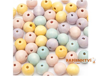 14031 drevene koralky mix pastel 40ks 12mm