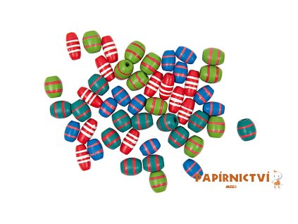 14037 drevene koralky pruhovane barevne 36ks