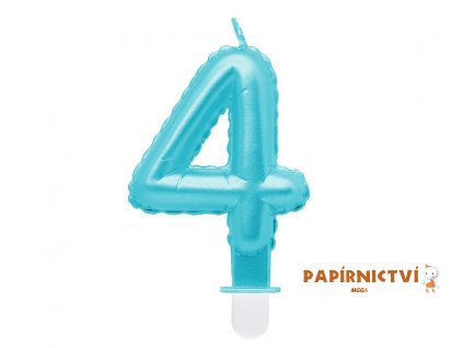 35022 svicka cislo 4 perletova svetle modra 7 cm