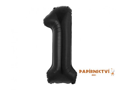 35031 b c foliovy balonek cislo 1 matna cerna 85 cm