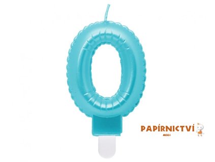 35091 svicka cislo 0 perletova svetle modra 7 cm