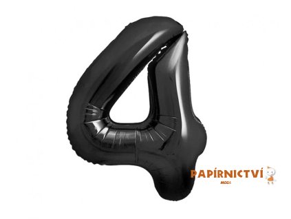 35139 b c foliovy balonek cislo 4 matna cerna 85 cm