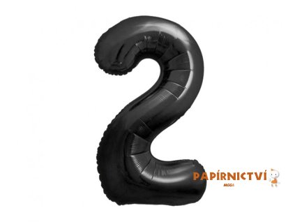 35211 b c foliovy balonek cislo 2 matna cerna 85 cm
