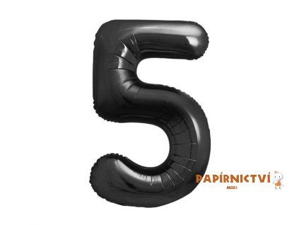 35244 b c foliovy balonek cislo 5 cerna matna 85 cm