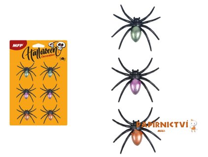 Pavouk plast 6,5cm 6ks mix metal barev 1042563