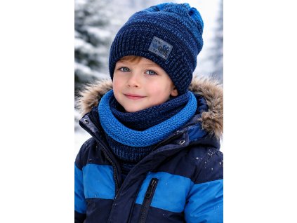 Chlapčenský zimný set – pletená čiapka a nákrčník