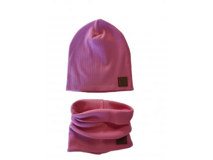 Detský set čiapka/nákrčník ružová