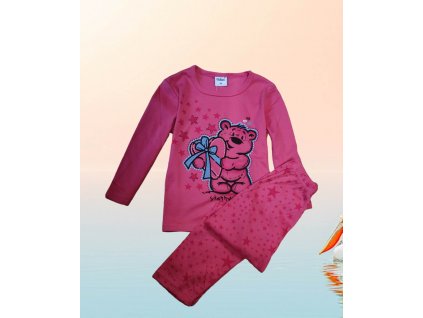 Dievčenské pyžamko Macko tm.ružová