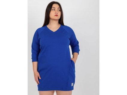 damska tunika plus size modra