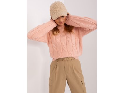 pol pl Hurtownia Brzoskwiniowy dzianinowy sweter w warkocze 402239 1