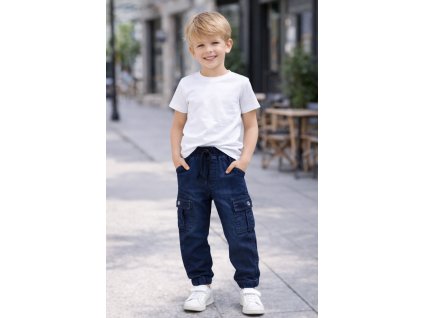 Chlapčenské cargo rifle s elastickým pásom a bočnými vreckami