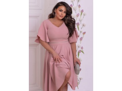 damske spoločenske šaty plus size pudrova