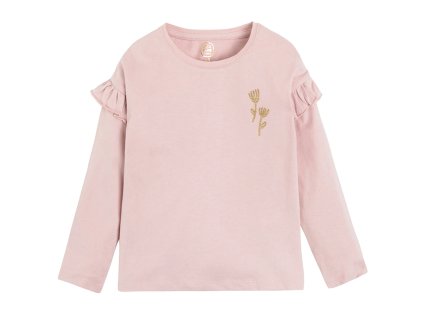 Ružové dievčenské tričko s dlhým rukávom Cool Club s volánikmi