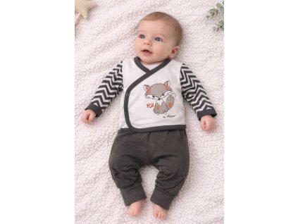 Chlapčenský komplet pre bábätko s motívom líšky – kabátik a nohavice,